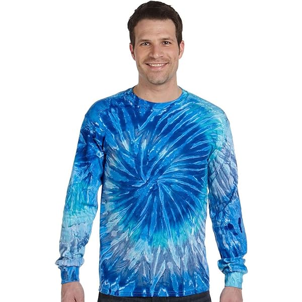 【SATIIIZ】Defen Lettering Dyeing Long Sleeve T-Shirt Tie Dye Style Long Sleeve T-Shirt Men Women - Fun, Multi